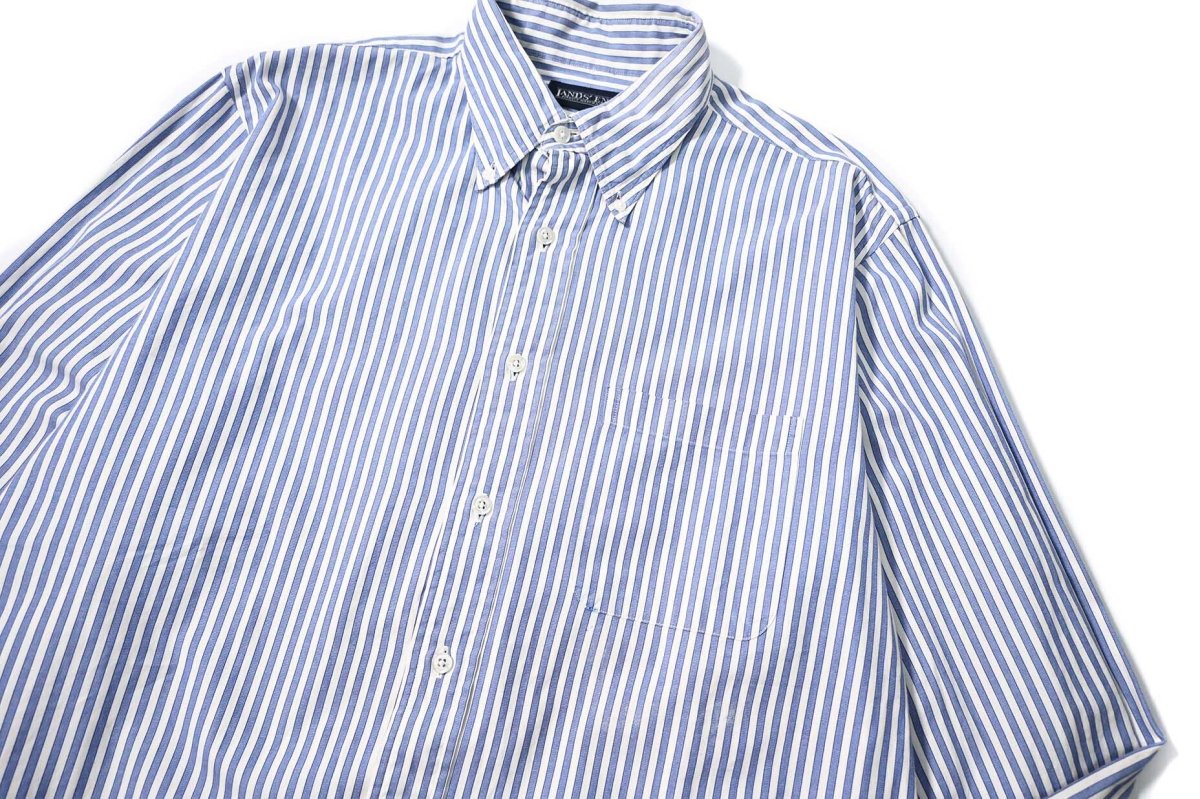 画像2: 90s Used Lands' End Stripe B/D Shirt (2)