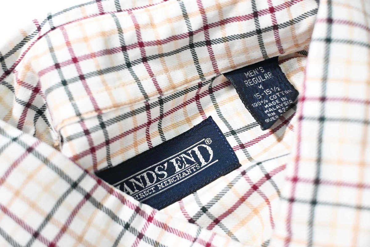 画像4: 90s Used Lands' End Plaid B/D Shirt (4)