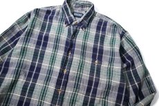 画像2: 90s Used Lands' End Plaid B/D Flannel Shirt (2)