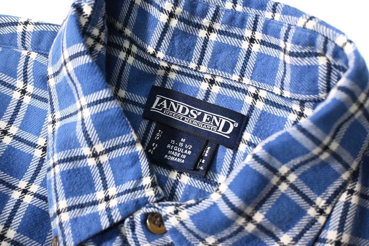 画像4: 90s Used Lands' End Plaid B/D Flannel Shirt (4)