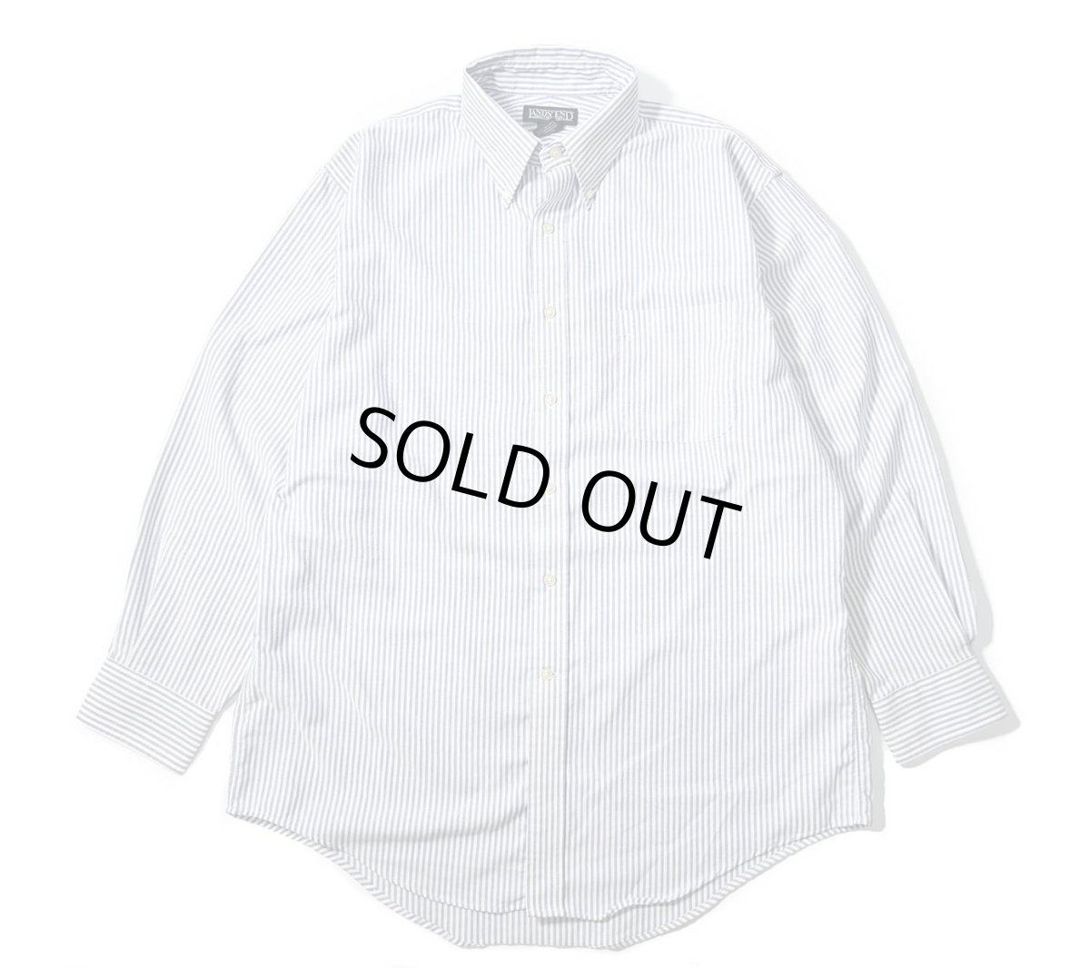 画像1: 90s Used Lands' End Stripe B/D Shirt (1)
