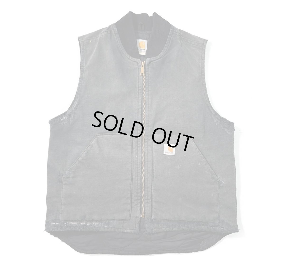 画像1: 09' Used Carhartt Quilt Lined Duck Vest Black (1)