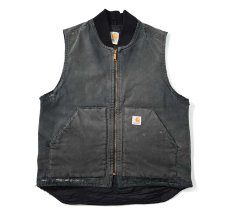 画像1: 09' Used Carhartt Quilt Lined Duck Vest Black (1)