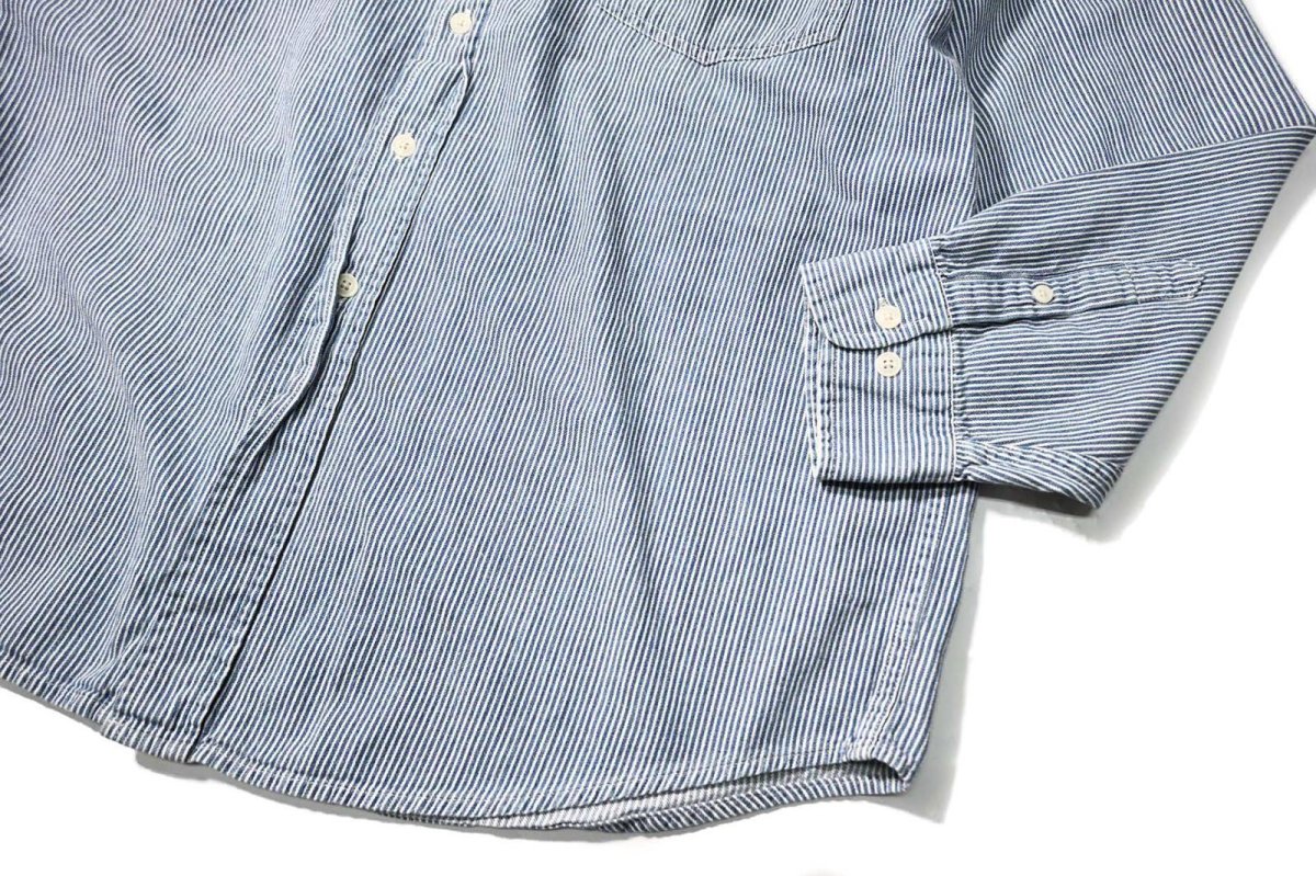 画像3: 90s Used St John's Bay Hickory Stripe B/D Shirt (3)