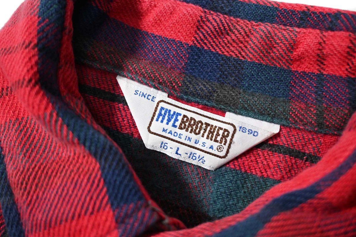 画像5: 80s Used Five Brother Heavy Flannel Shirt made in USA (5)