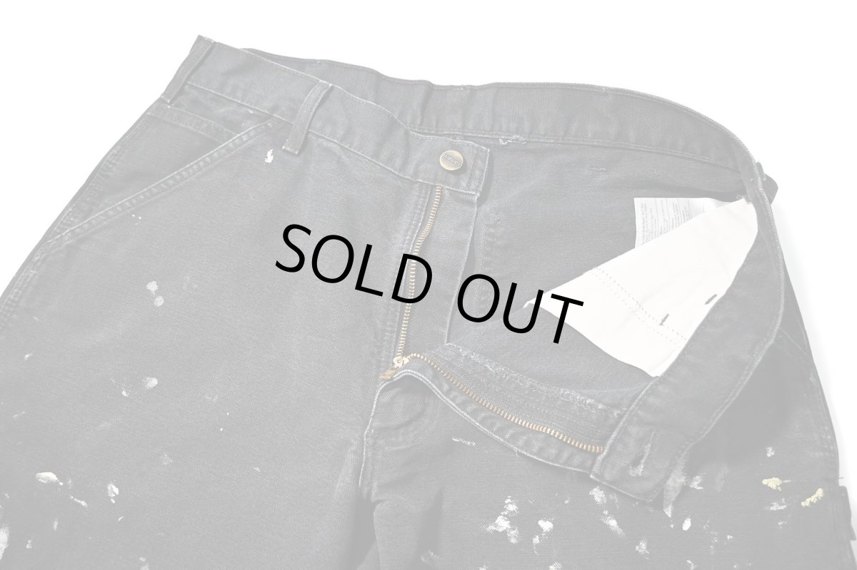 画像6: 22' Used Carhartt Painted Duck Carpenter Pants Black カーハート (6)