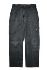 画像1: 11' Used Carhartt Duck Double Knee Carpenter Pants Black made in USA カーハート (1)