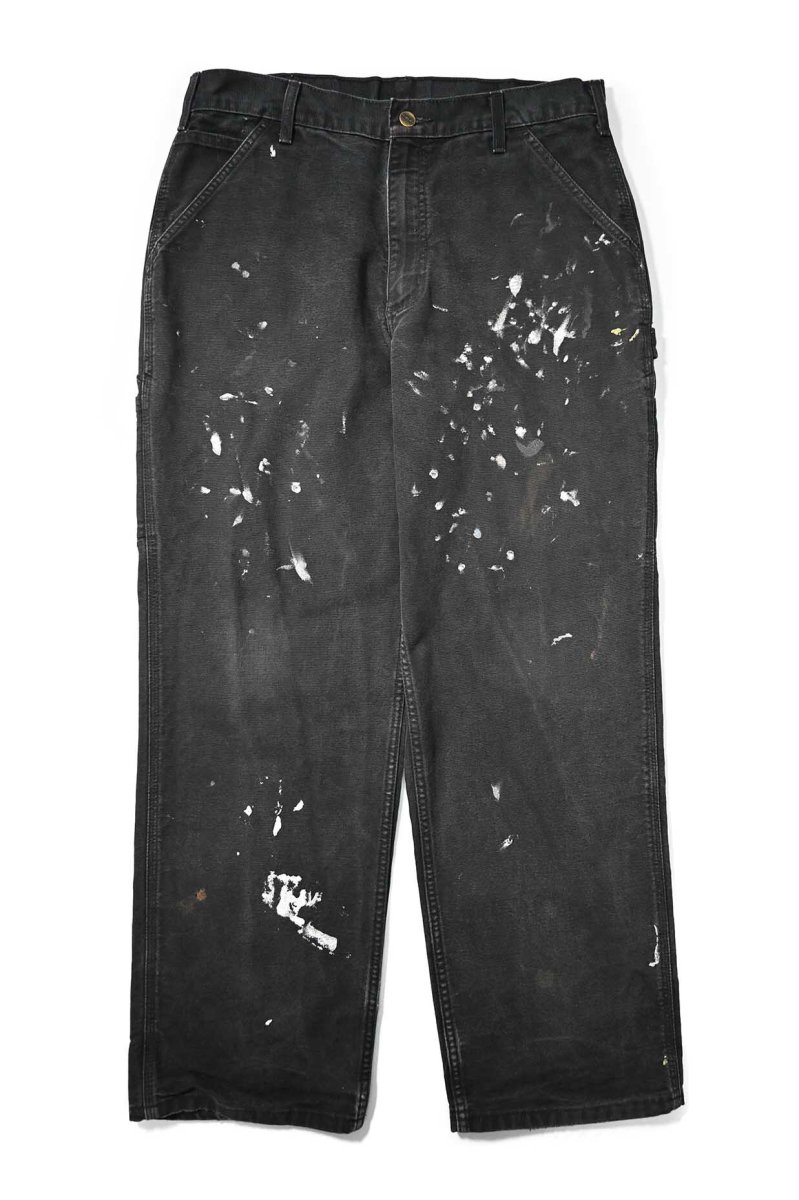画像1: 22' Used Carhartt Painted Duck Carpenter Pants Black カーハート (1)