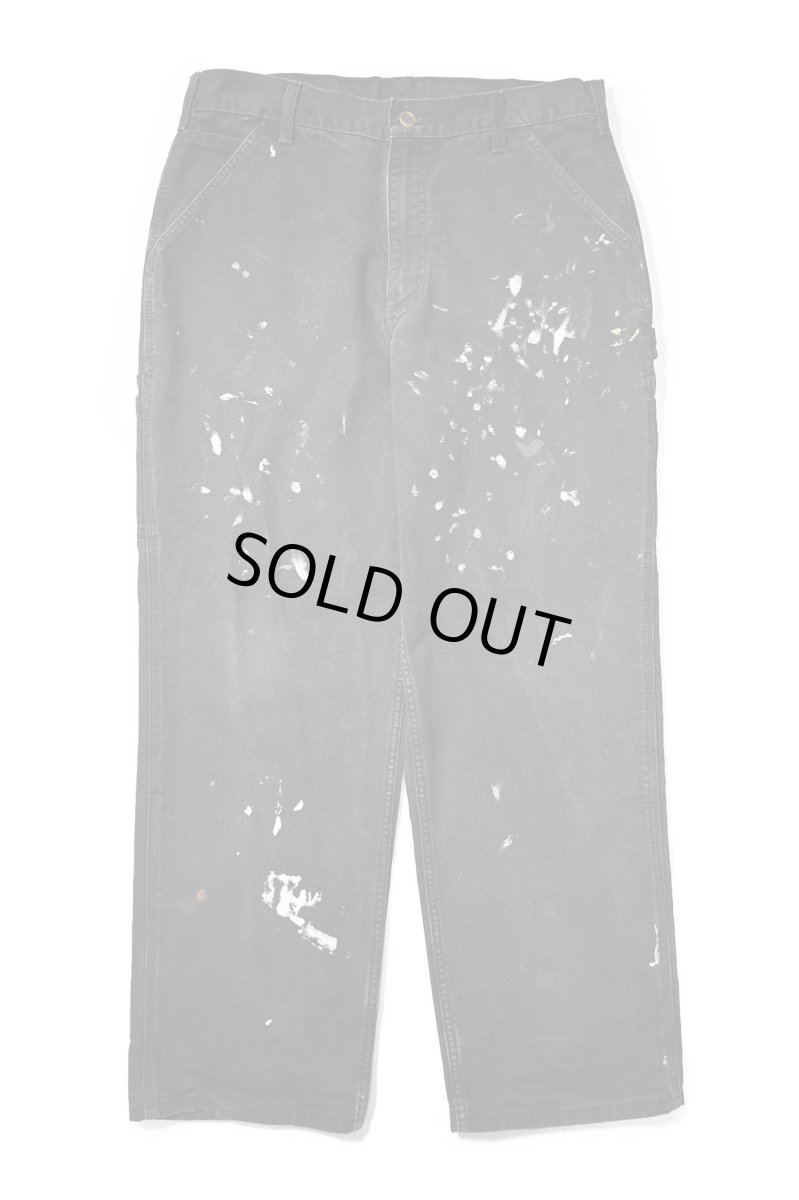 画像1: 22' Used Carhartt Painted Duck Carpenter Pants Black カーハート (1)