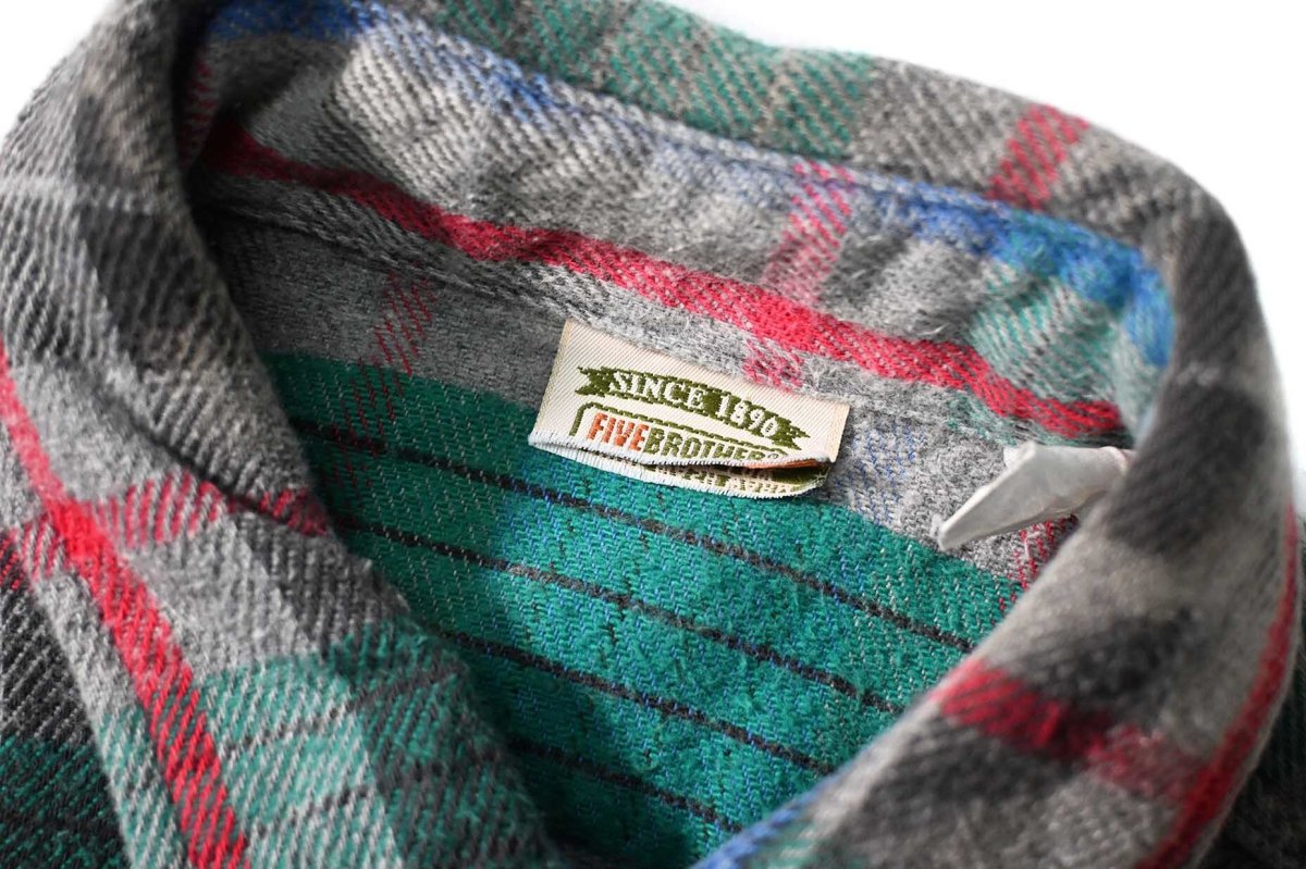 画像4: 90s Used Five Brother Heavy Flannel Shirt (4)