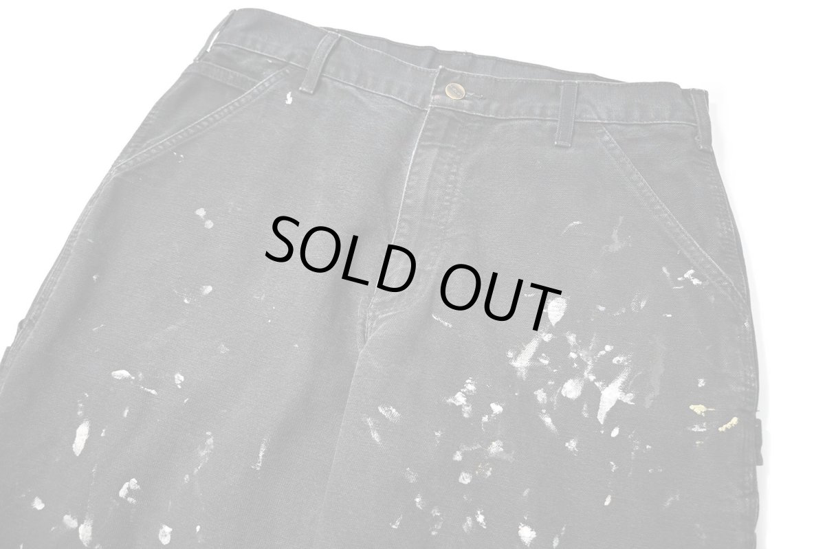 画像2: 22' Used Carhartt Painted Duck Carpenter Pants Black カーハート (2)