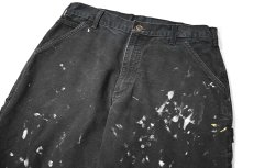 画像2: 22' Used Carhartt Painted Duck Carpenter Pants Black カーハート (2)