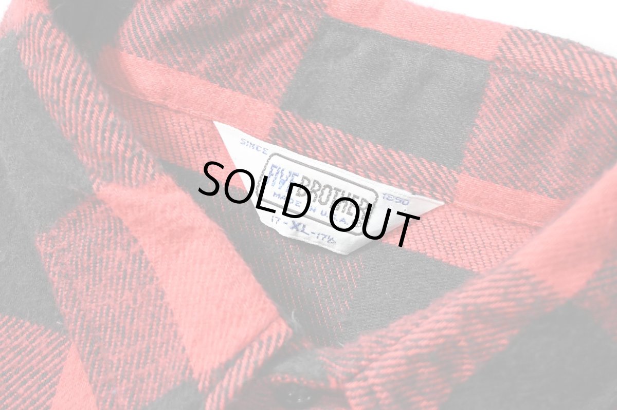 画像4: 80s Used Five Brother Heavy Flannel Shirt made in USA (4)