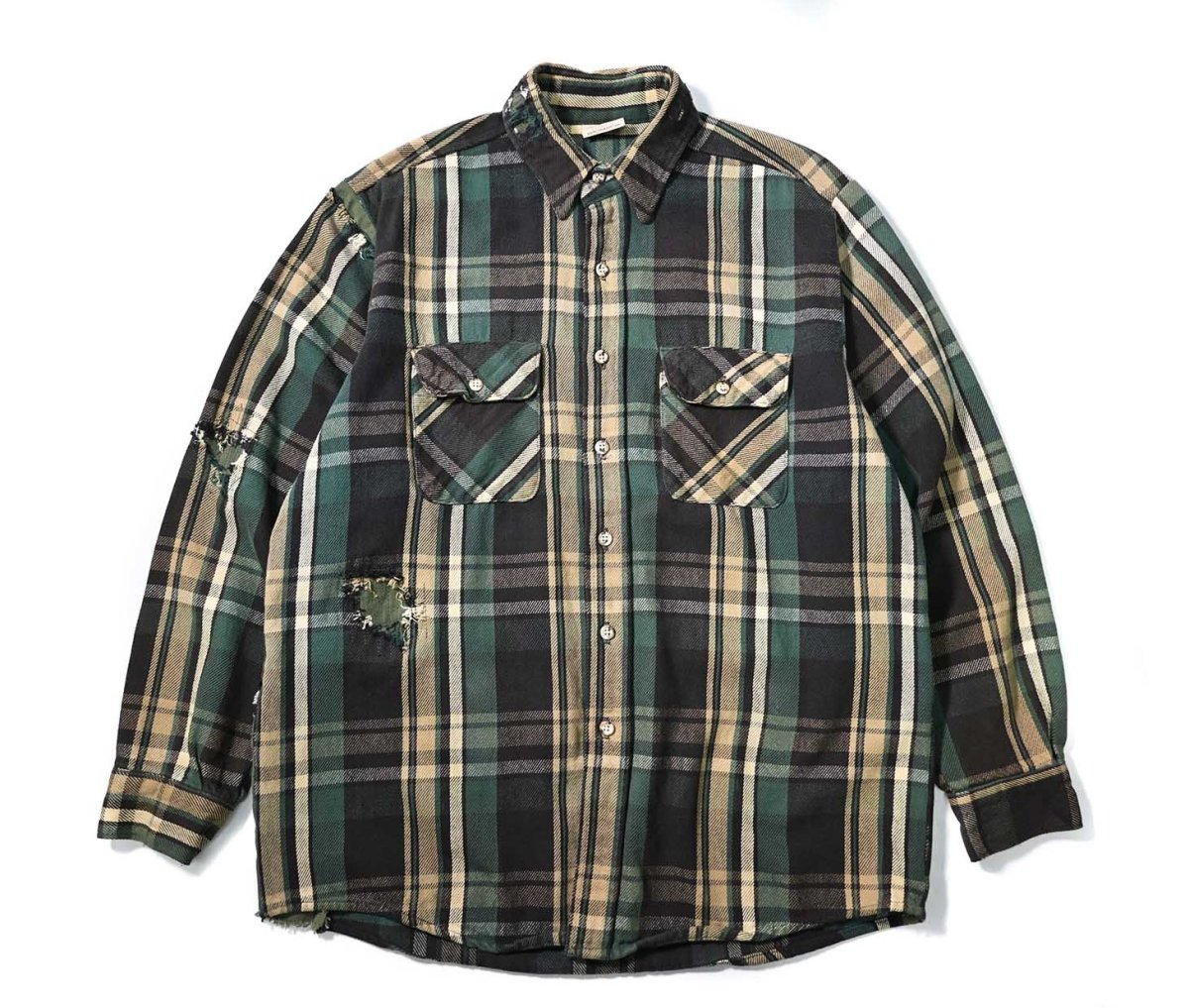 画像1: 90s Used Five Brother Heavy Flannel Shirt (1)