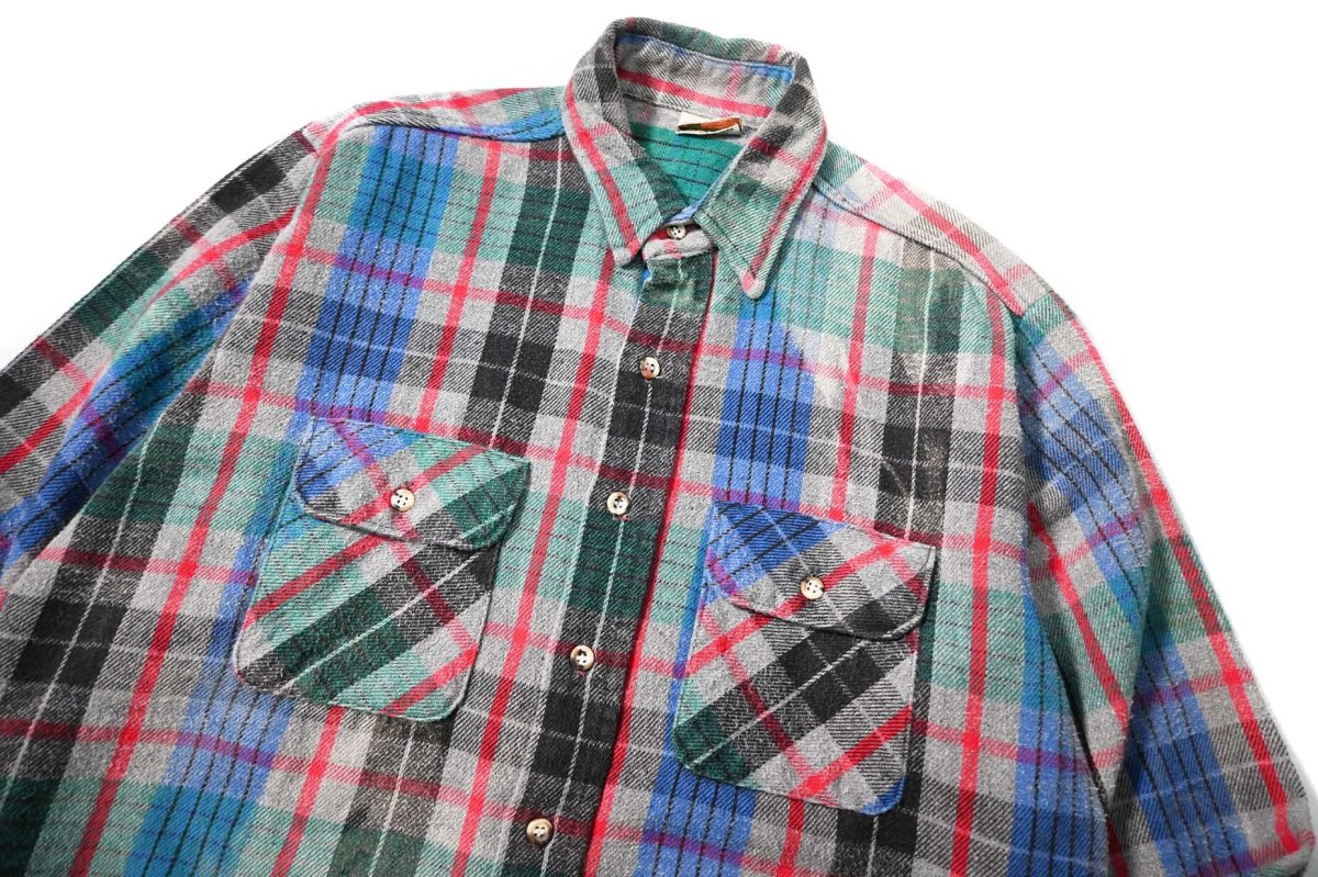 画像2: 90s Used Five Brother Heavy Flannel Shirt (2)