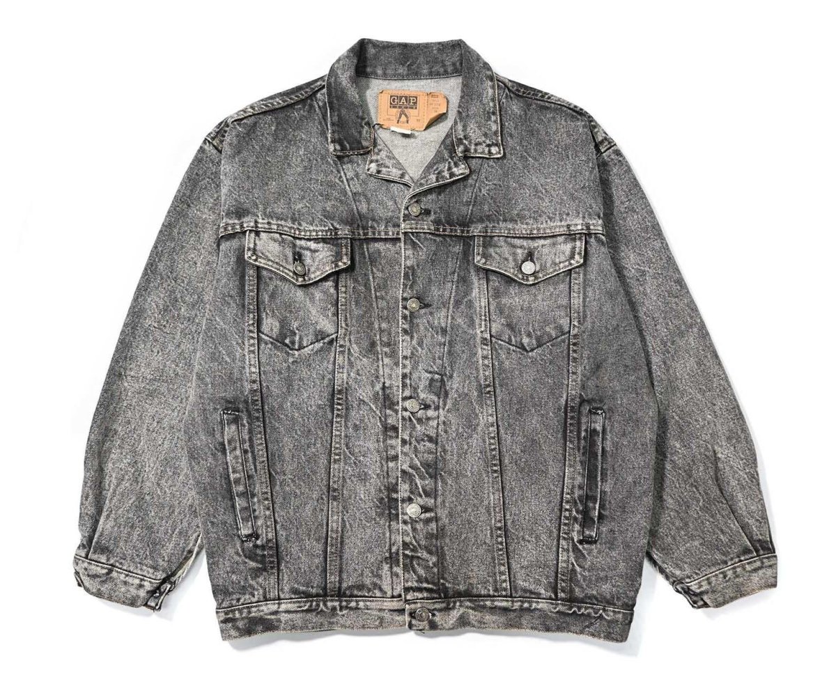 画像1: 90s Used Gap Denim Jacket Black made in USA (1)