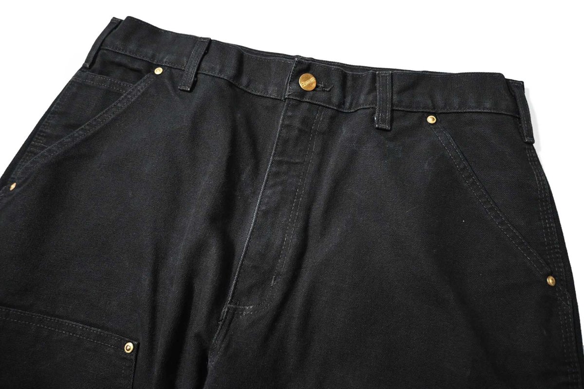 画像2: 11' Used Carhartt Duck Double Knee Carpenter Pants Cut Off Black カーハート (2)