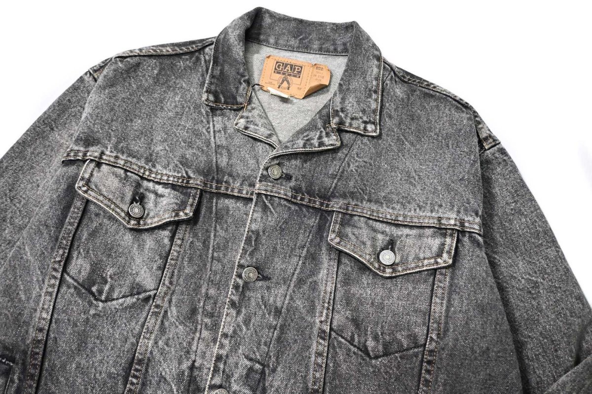 画像2: 90s Used Gap Denim Jacket Black made in USA (2)