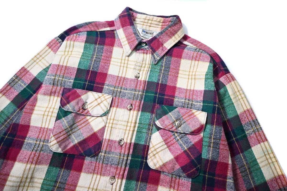 画像2: 80s Used Five Brother Heavy Flannel Shirt made in USA (2)