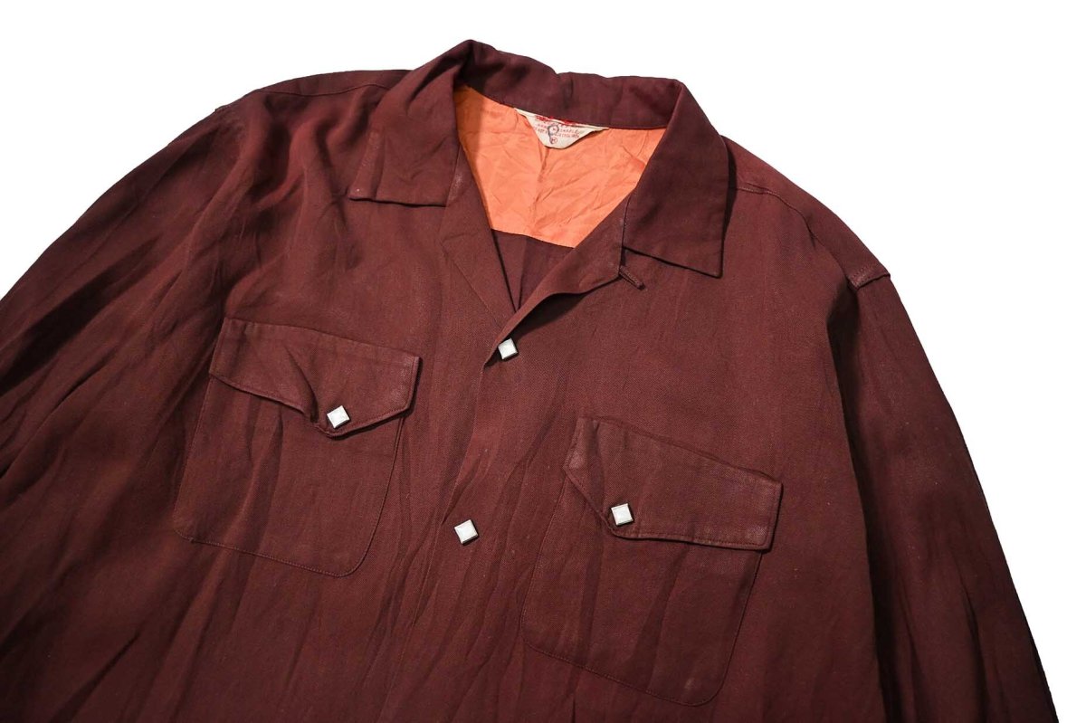 画像2: 50-60s Used Fleetline Rayon Open Collar Shirt (2)