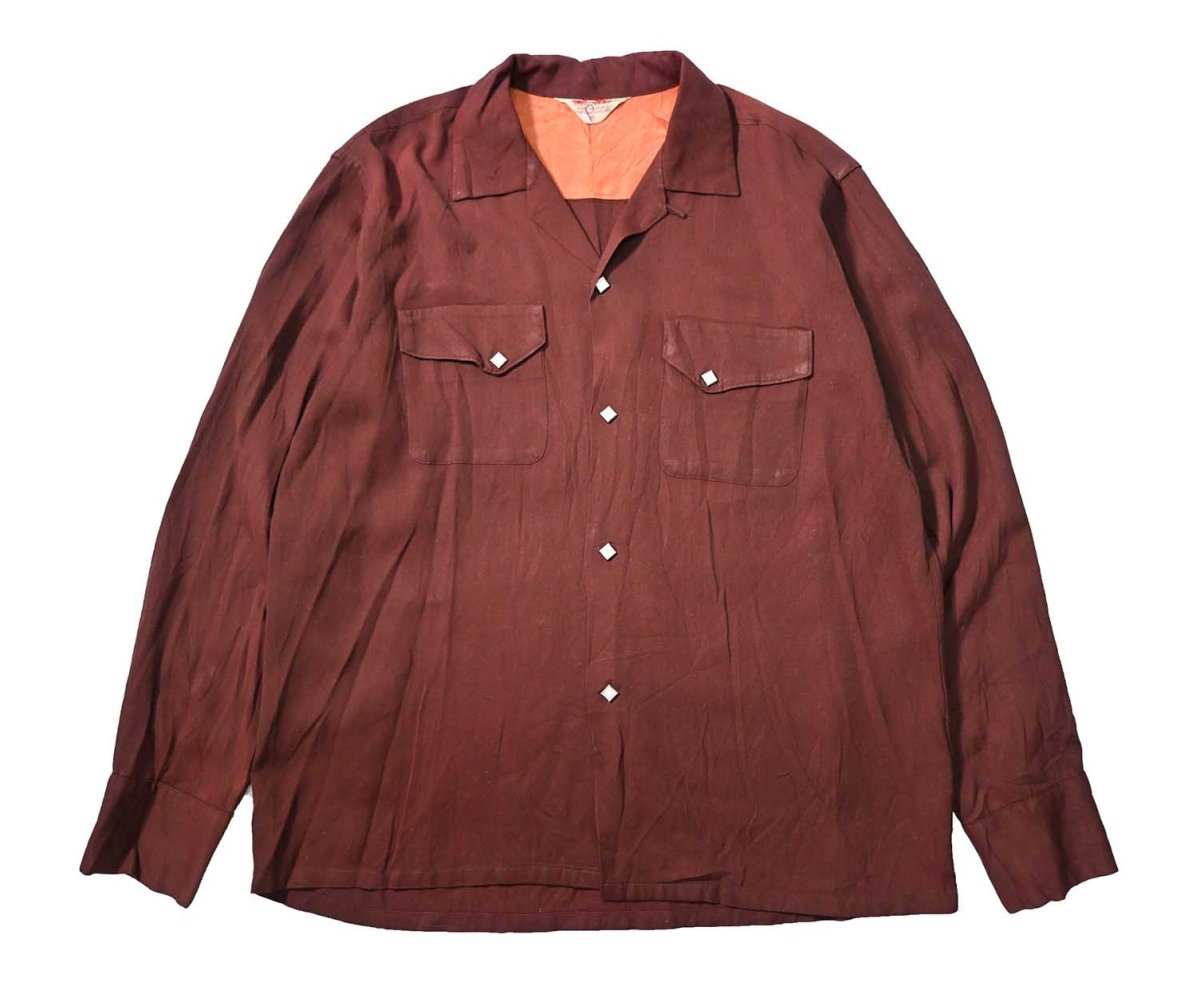 画像1: 50-60s Used Fleetline Rayon Open Collar Shirt (1)
