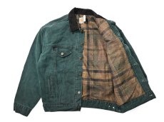 画像5: 99' Used Carhartt Blanket Lined Trucker Jacket Hunter Green made in USA (5)