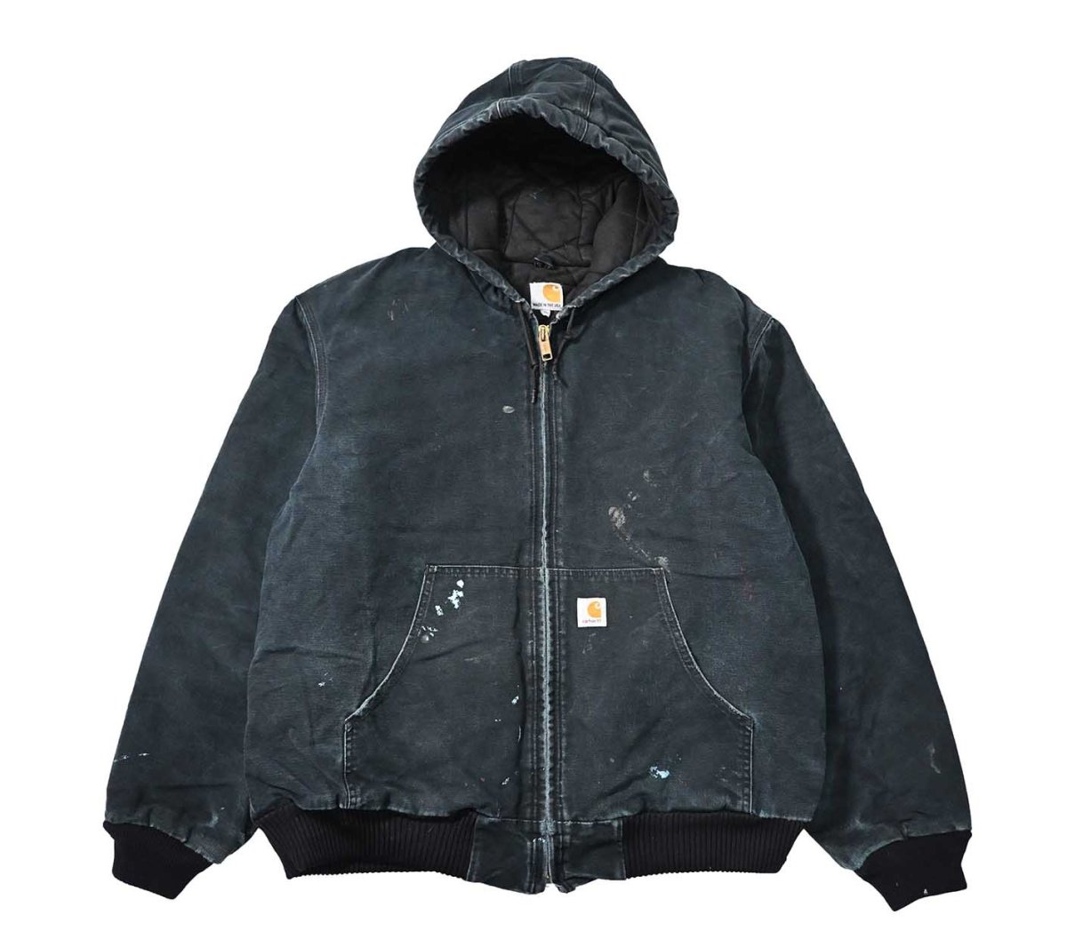 画像1: 12' Used Carhartt Quilted Flannel Lined Active Jacket Black made in USA (1)