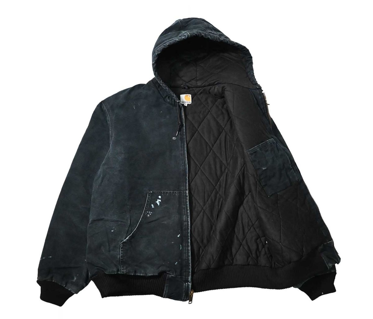画像5: 12' Used Carhartt Quilted Flannel Lined Active Jacket Black made in USA (5)
