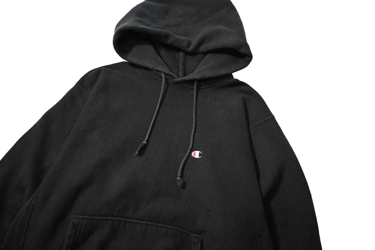 画像2: 90s Used Champion Reverse Weave Sweat Hoodie Black (2)