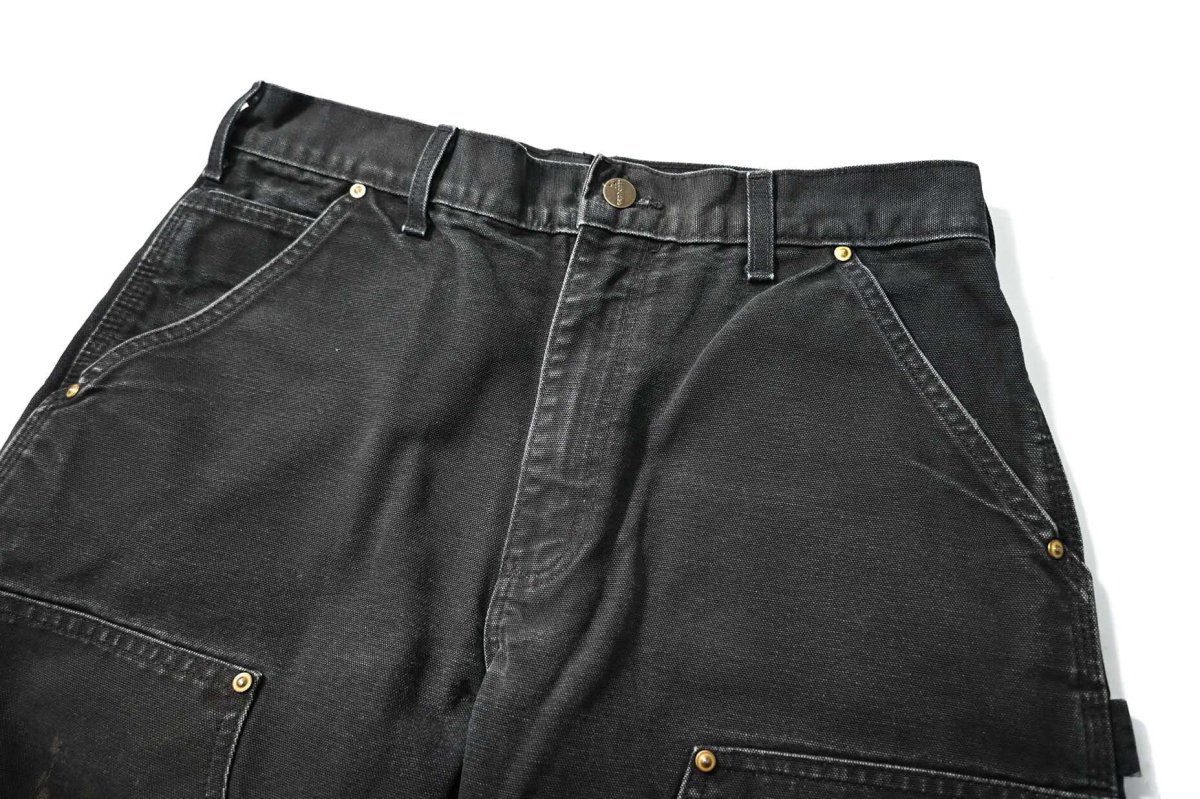 画像2: 19' Used Carhartt Duck Double Knee Carpenter Pants Black made in USA カーハート (2)