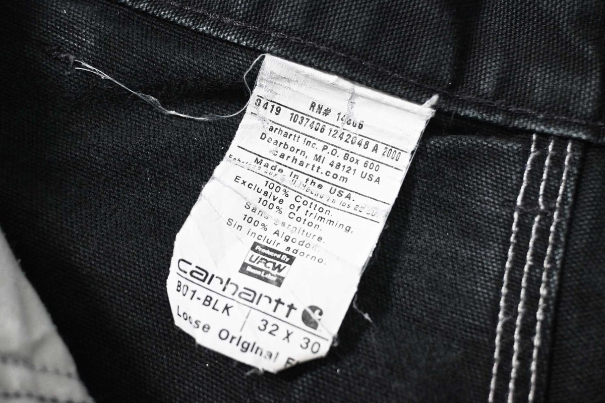画像8: 19' Used Carhartt Duck Double Knee Carpenter Pants Black made in USA カーハート (8)