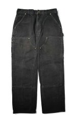 画像1: 19' Used Carhartt Duck Double Knee Carpenter Pants Black made in USA カーハート (1)