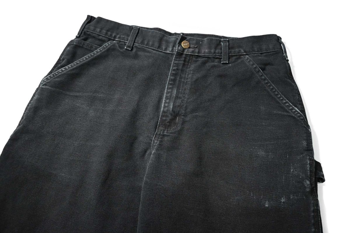 画像2: 16' Used Carhartt Duck Carpenter Pants Black カーハート (2)