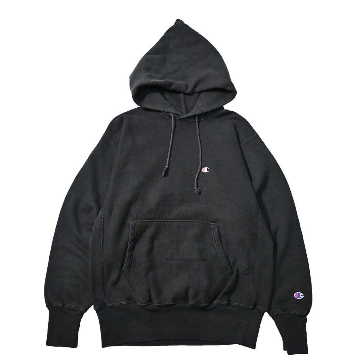 画像1: 90s Used Champion Reverse Weave Sweat Hoodie Black (1)