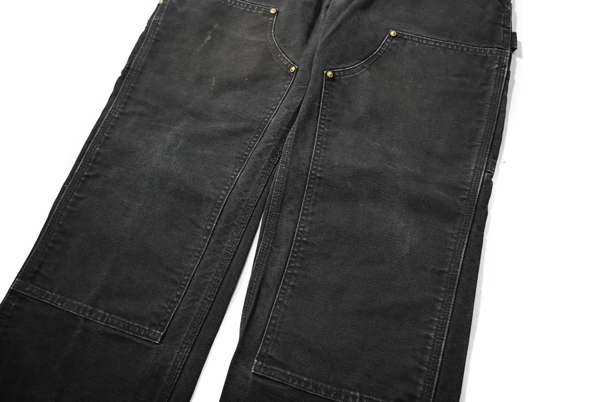 画像4: 19' Used Carhartt Duck Double Knee Carpenter Pants Black made in USA カーハート (4)
