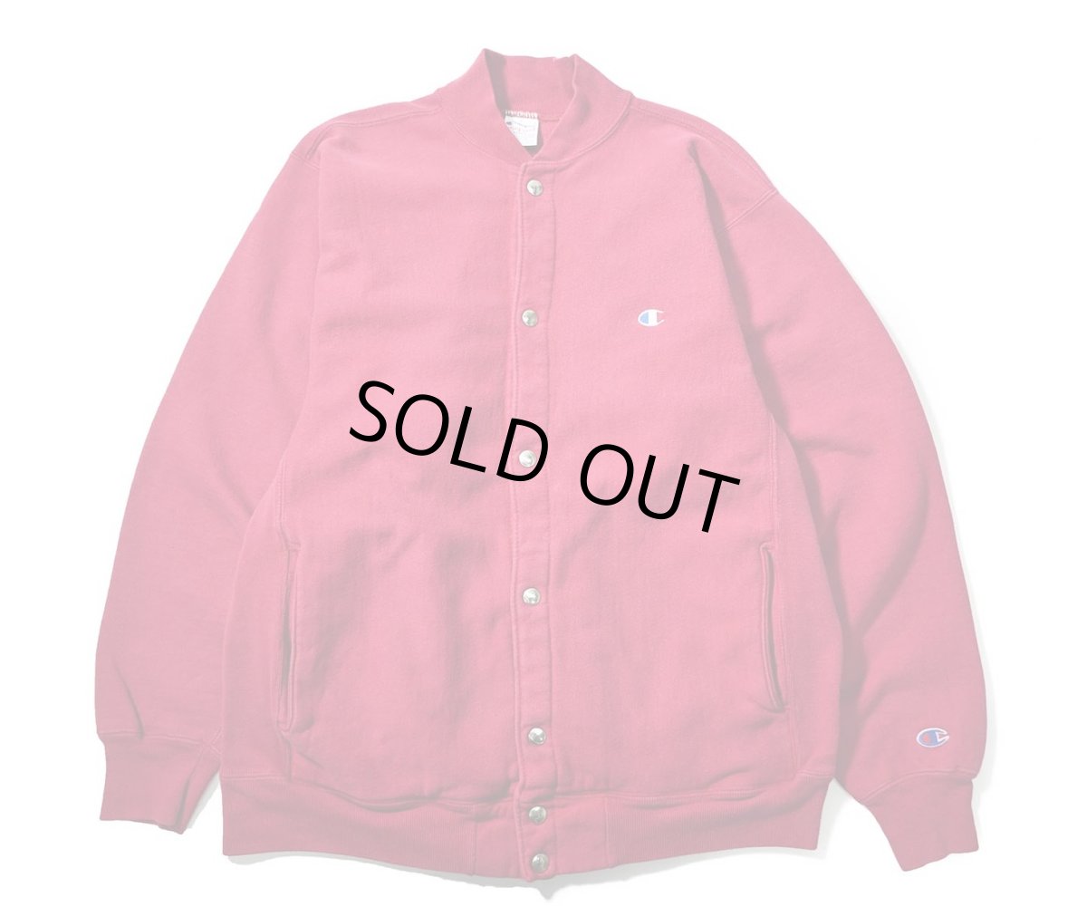 画像1: 90s Used Champion Reverse Weave Snap Cardigan Pink made in USA (1)