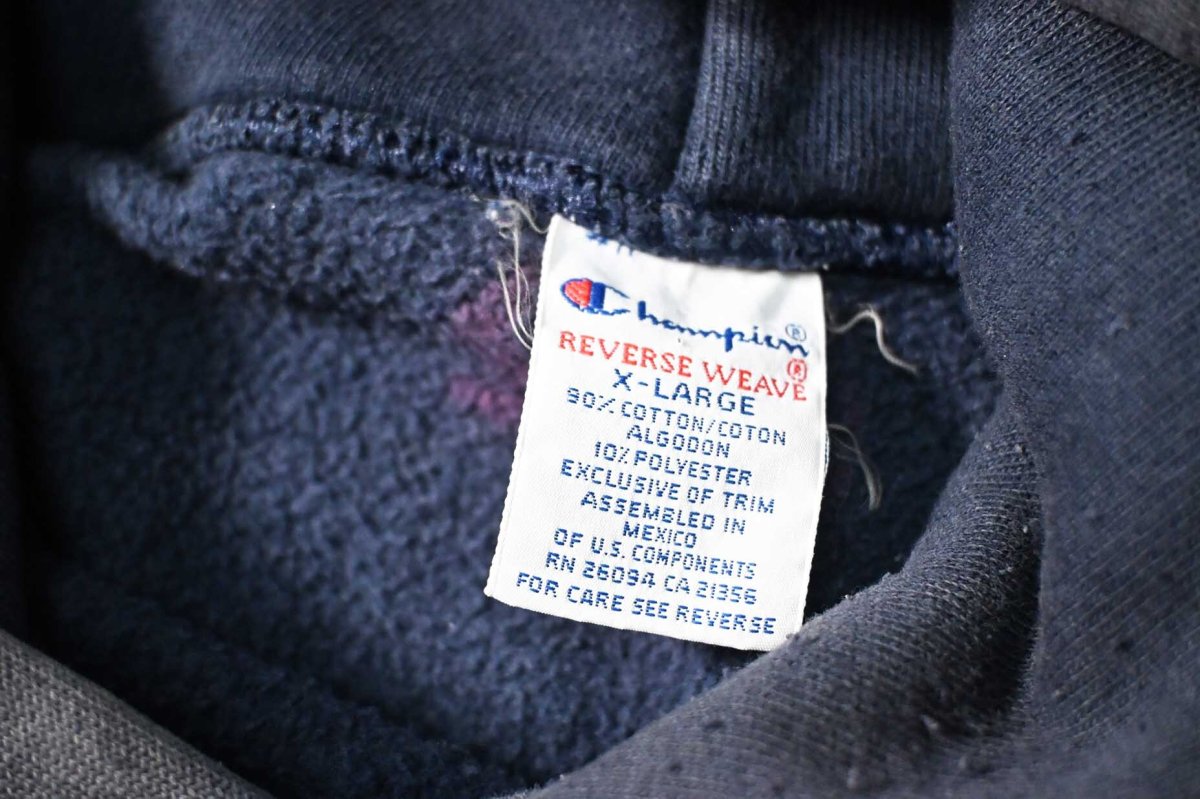 画像4: 90s Used Champion Reverse Weave Sweat Hoodie Navy 目無し (4)