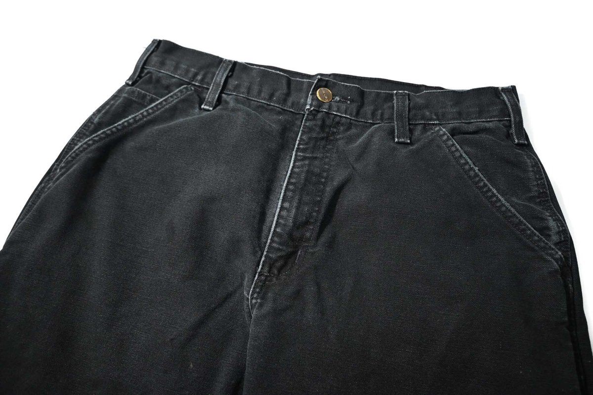 画像2: 05' Used Carhartt Flannel Lined Duck Carpenter Pants Black カーハート (2)