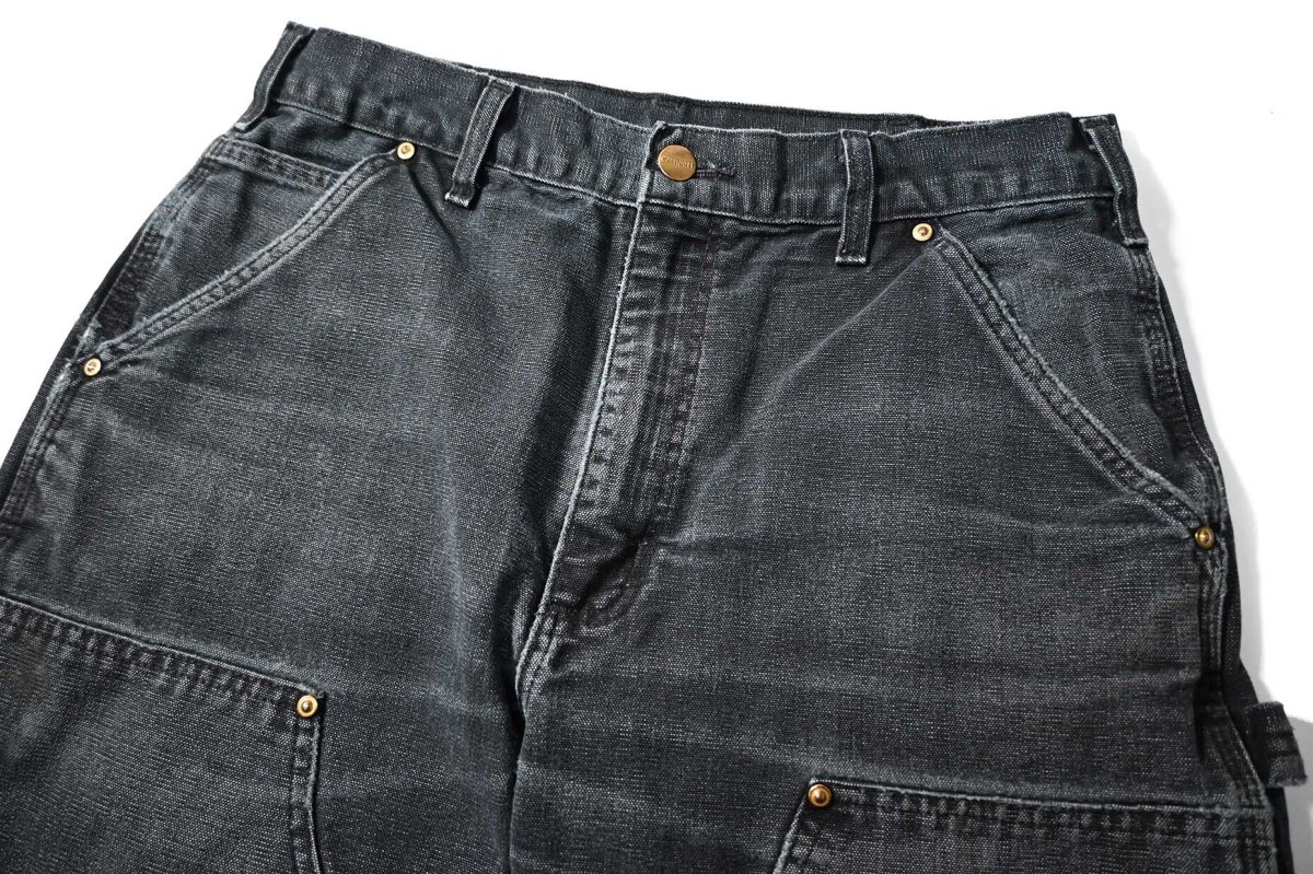 画像2: 00-10s Used Carhartt Duck Double Knee Carpenter Pants Black made in USA カーハート (2)