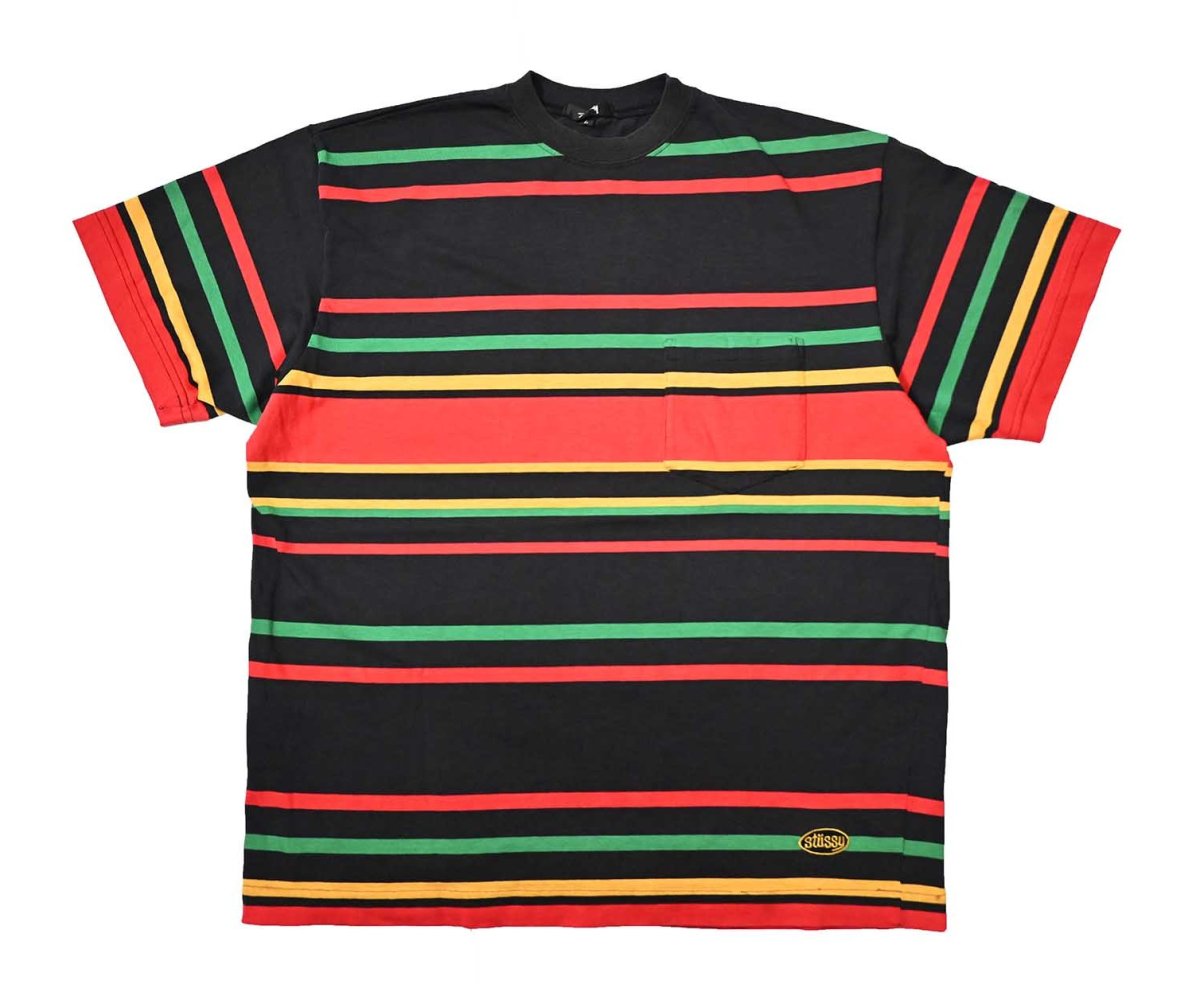 画像1: 80-90s Used Stussy Border Pocket Tee made in USA (1)