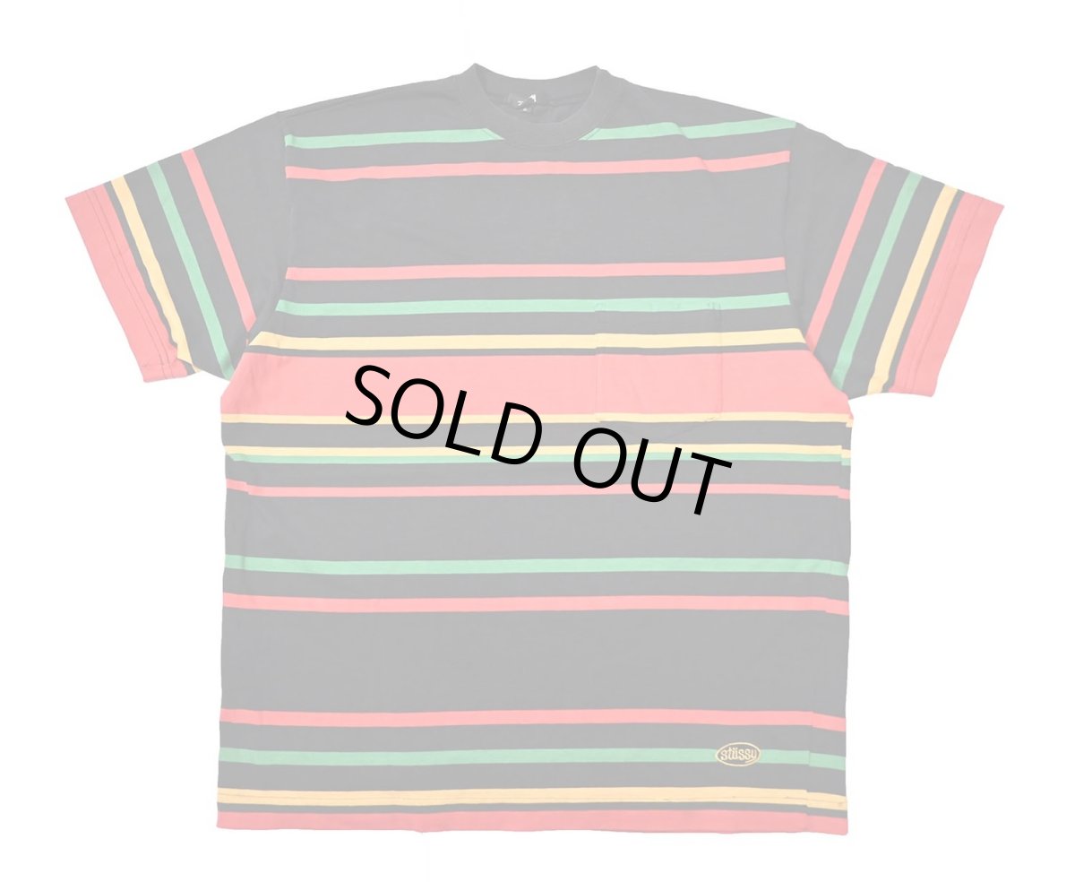 画像1: 80-90s Used Stussy Border Pocket Tee made in USA (1)