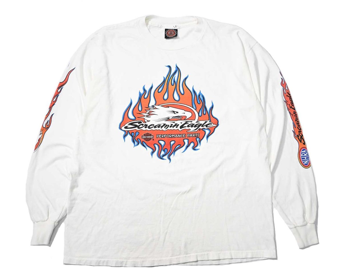 画像1: 90s Used Harley-Davidson L/S Print Tee made in USA (1)