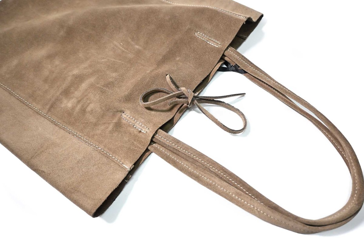 画像2: MARLON FIRENZE Calf Leather Shopper Bag Taupe Suede (2)