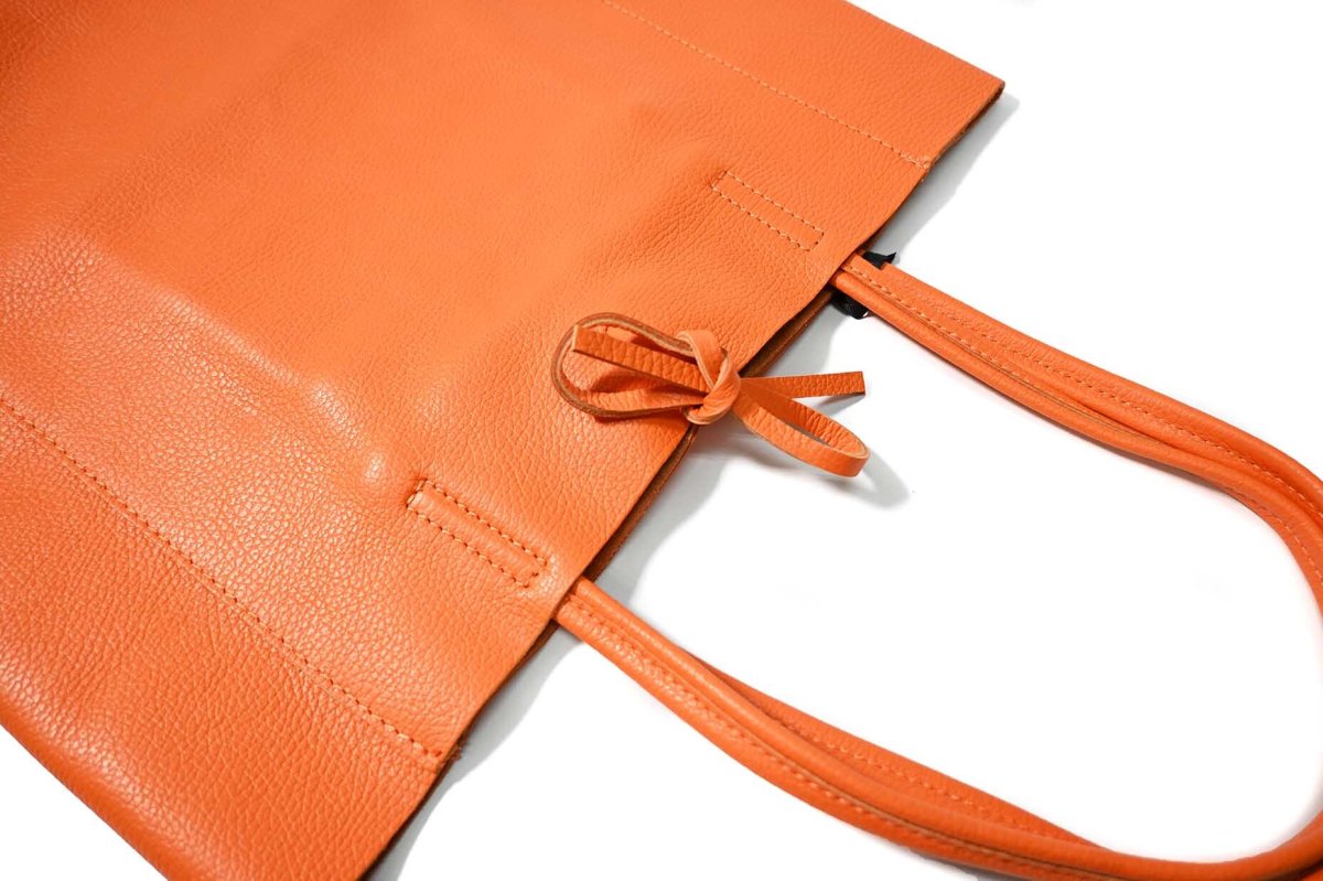 画像2: MARLON FIRENZE Calf Leather Shopper Bag Arancio (2)