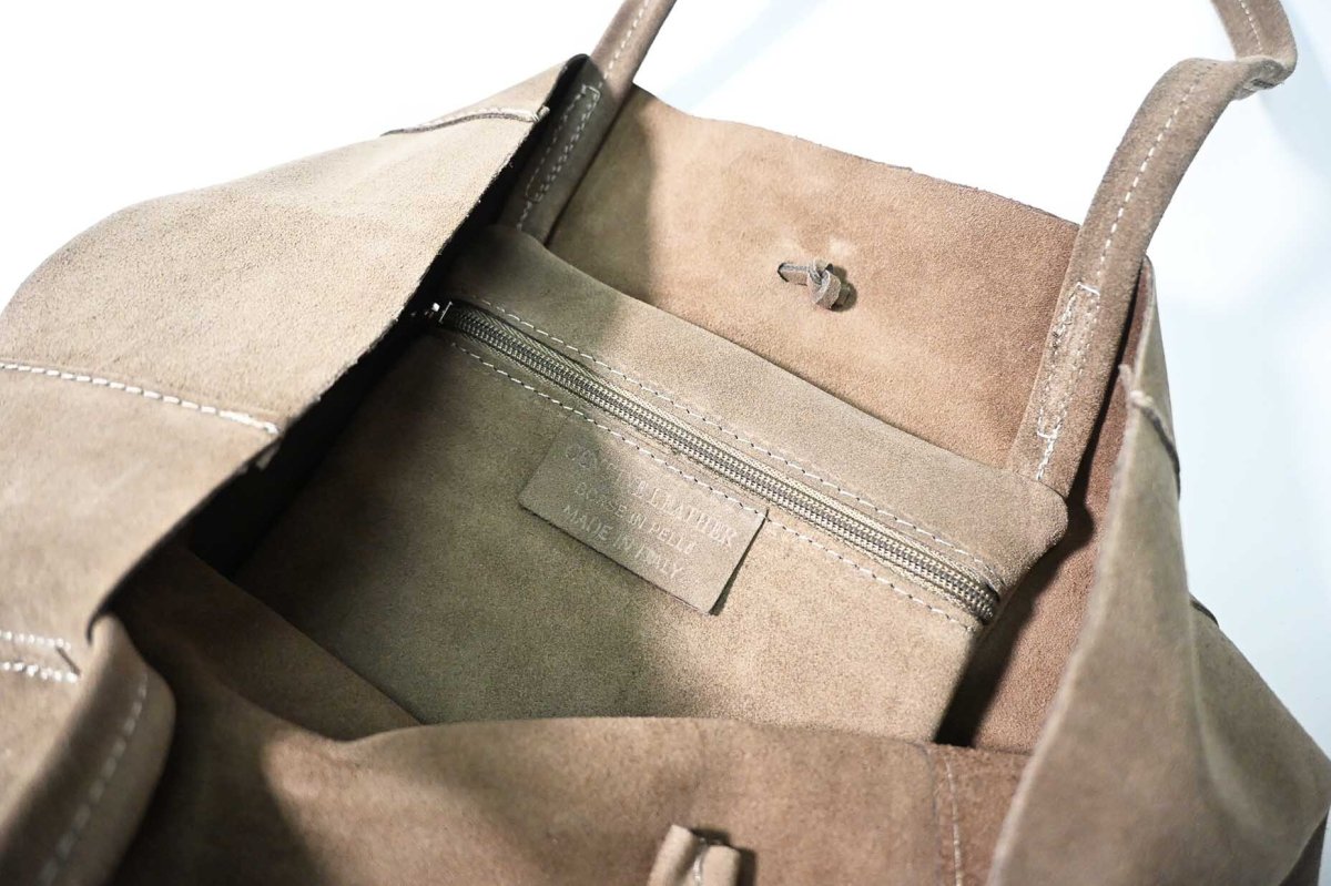 画像3: MARLON FIRENZE Calf Leather Shopper Bag Taupe Suede (3)