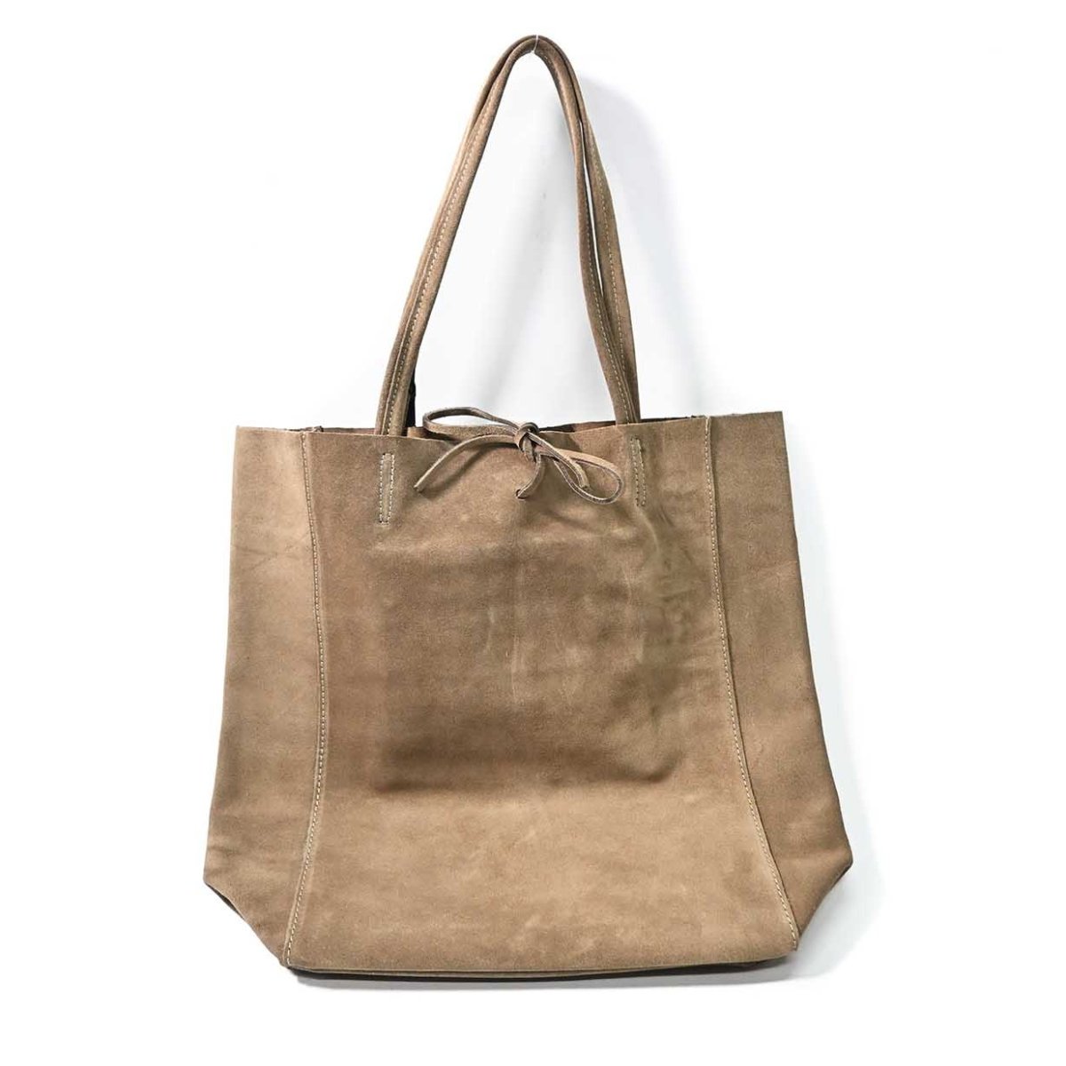 画像1: MARLON FIRENZE Calf Leather Shopper Bag Taupe Suede (1)