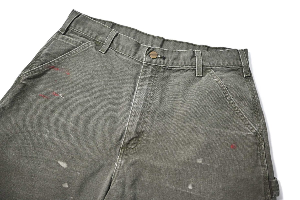 画像2: 00s Used Carhartt Duck Work Short Moss (2)