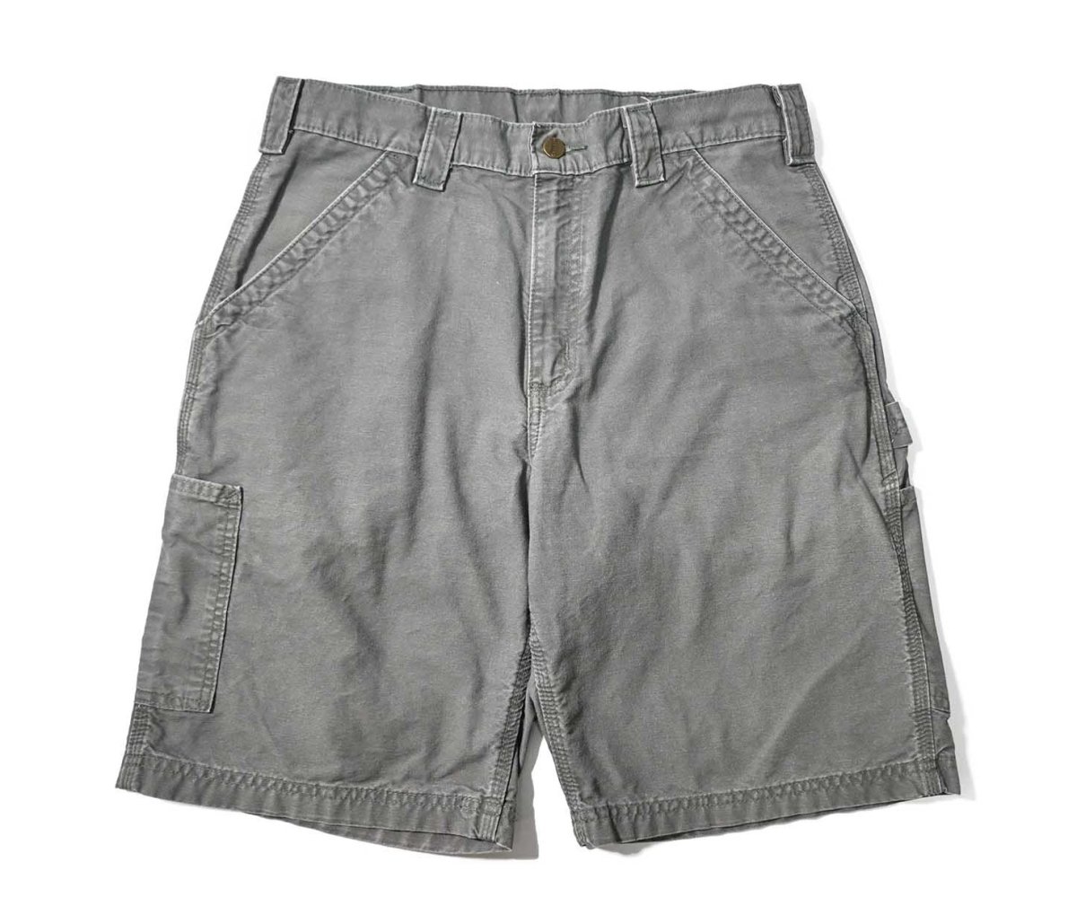 画像1: Used Carhartt Canvas Utility Work Short Moss (1)