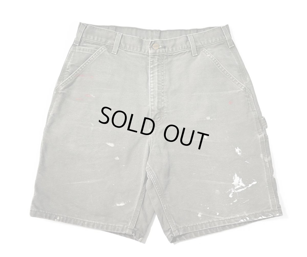 画像1: 00s Used Carhartt Duck Work Shorts Moss (1)