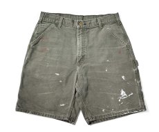 画像1: 00s Used Carhartt Duck Work Short Moss (1)